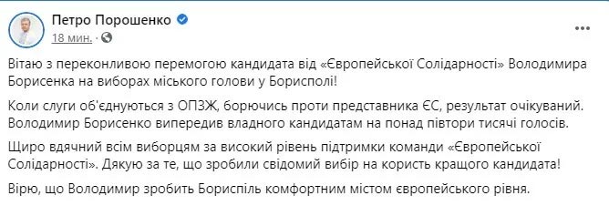 Владимир Борисенко получил 28%